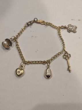 Y2K Gold Tone Charm Bracelet